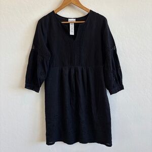 Tommy Bahama, Size XS St. Lucia Linen-Blend Split Neck Cover-Up Dress in black.